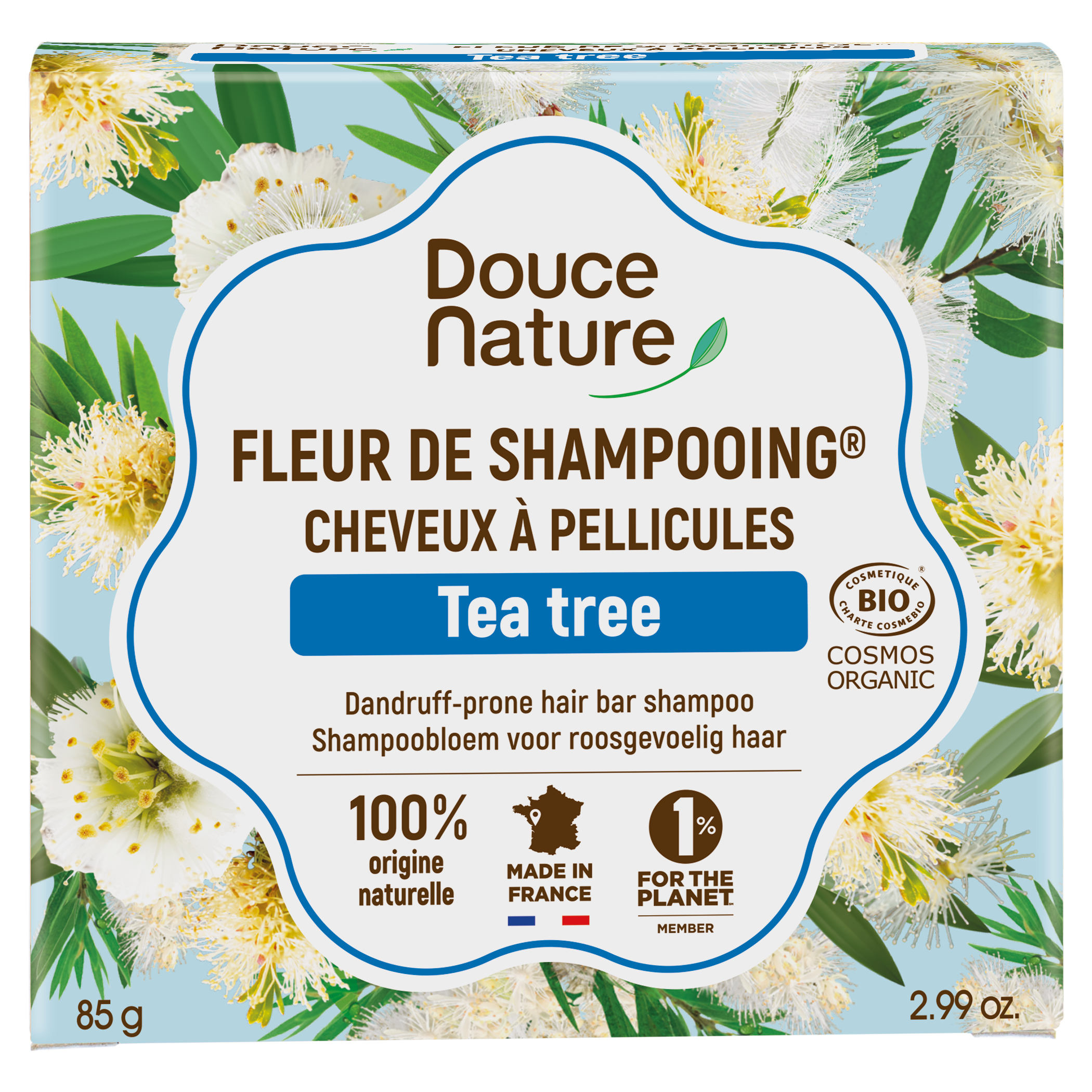 Douce Nature Teepuuöljy palashampoo ärtyneelle hiuspohjalle, 85 g (=400 ml)