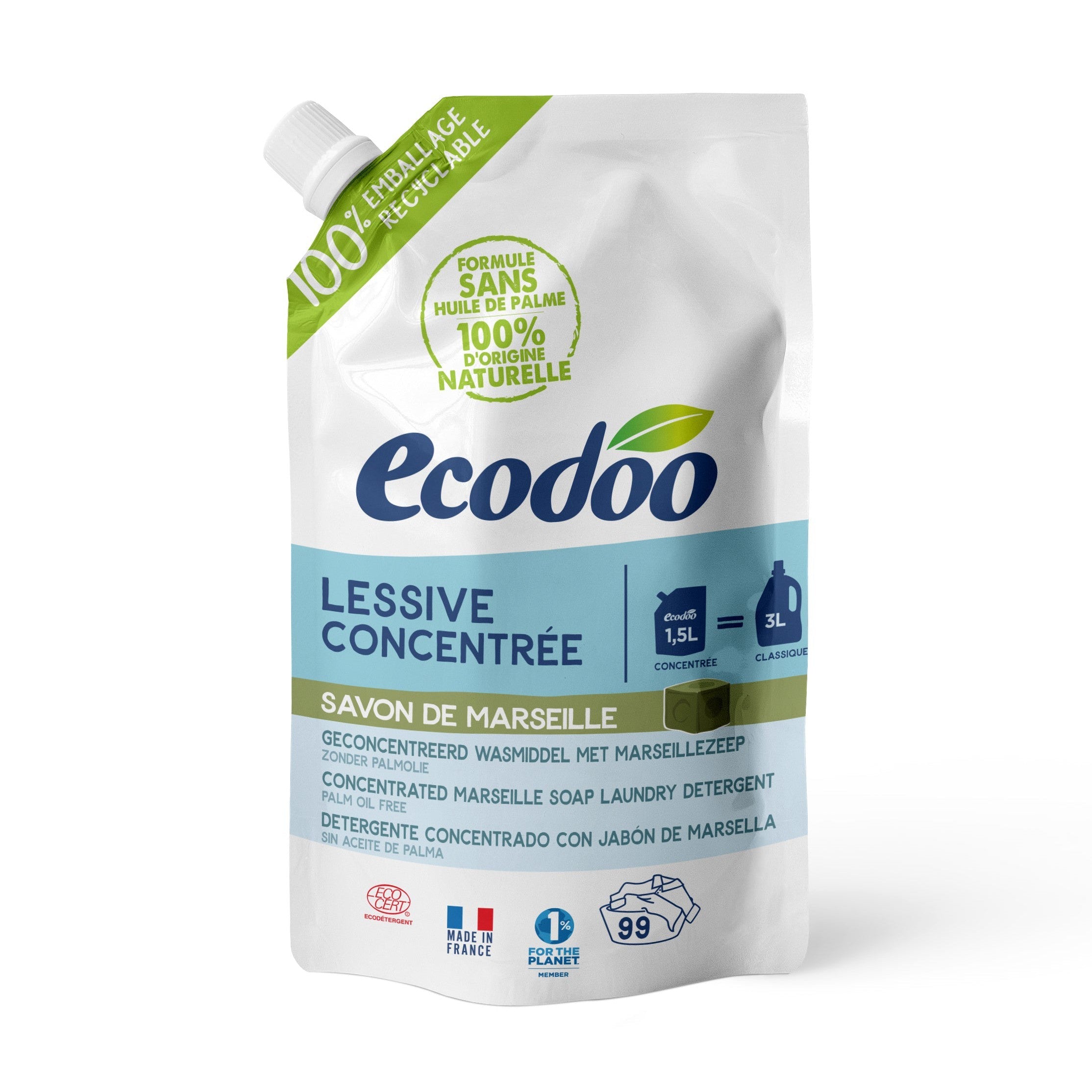 Ecodoo pyykinpesuaine Marseille, täyttöpakkaus