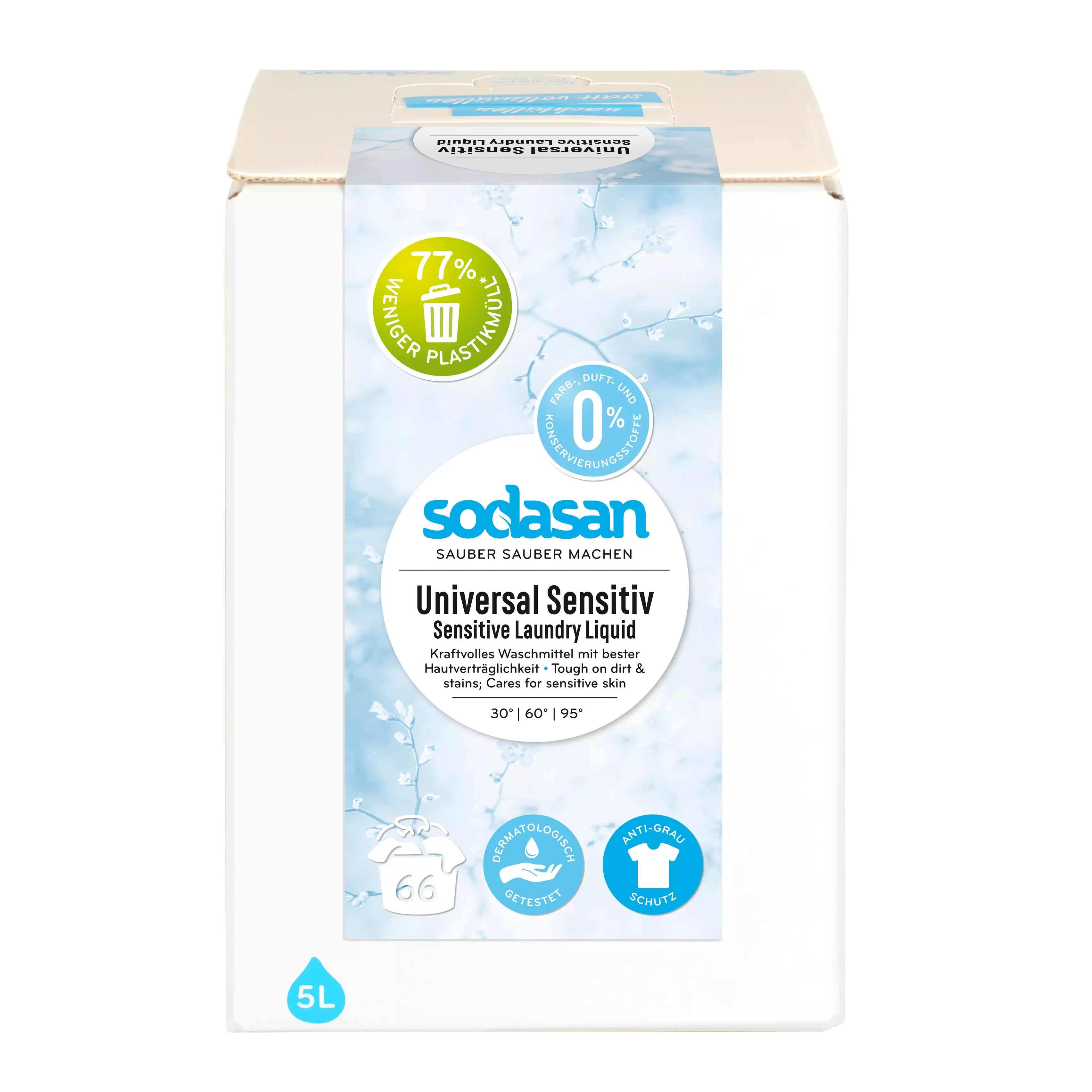 Sodasan Colour pyykinpesuaine, Sensitive, 5 l