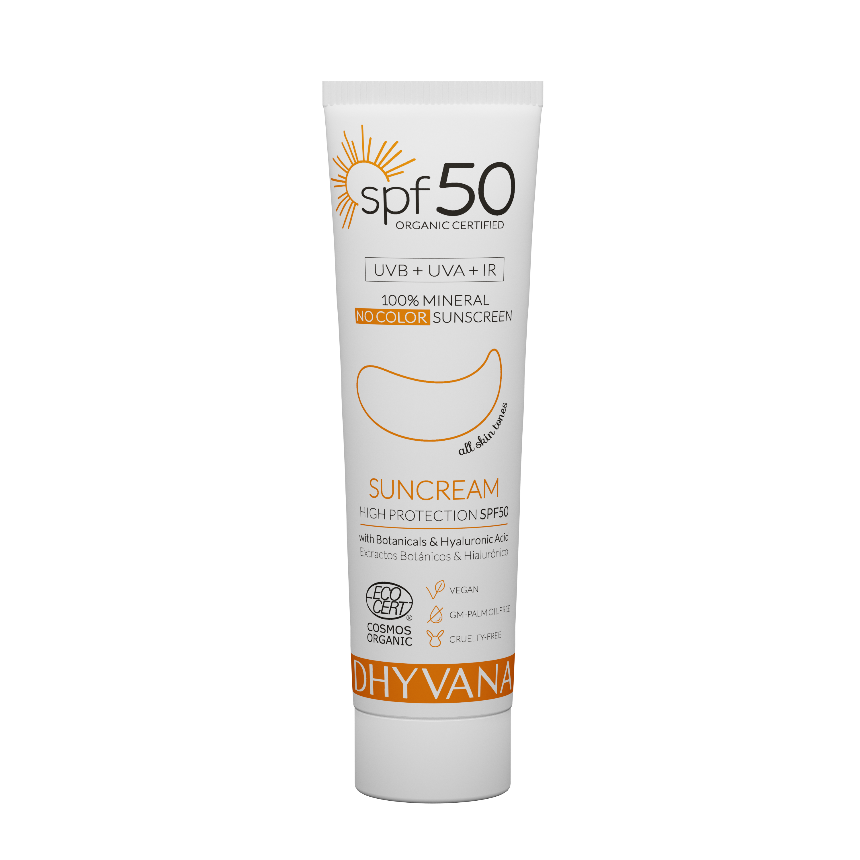 Dhyvana SUN sävytön aurinkovoide kasvoille SK50